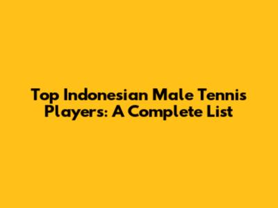 Top Indonesian Male Tennis Players: A Complete List