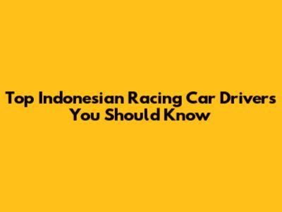 Top Indonesian Racing Car Drivers You Should Know