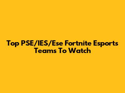 Top PSE/IES/Ese Fortnite Esports Teams To Watch