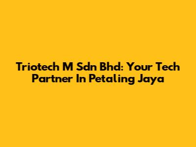 Triotech M Sdn Bhd: Your Tech Partner In Petaling Jaya