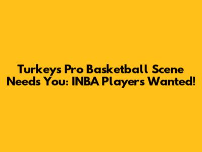 Turkey's Pro Basketball Scene Needs You: INBA Players Wanted!