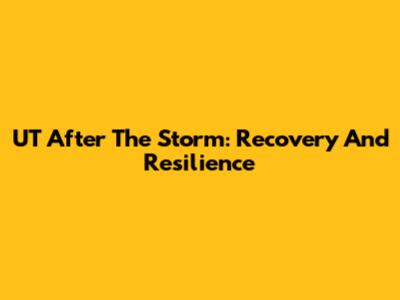 UT After The Storm: Recovery And Resilience
