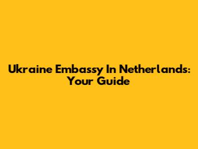 Ukraine Embassy In Netherlands: Your Guide