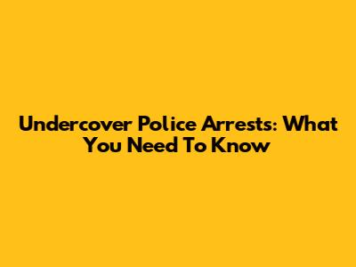 Undercover Police Arrests: What You Need To Know