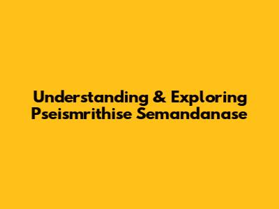 Understanding & Exploring Pseismrithise Semandanase