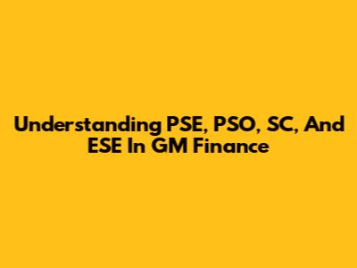 Understanding PSE, PSO, SC, And ESE In GM Finance