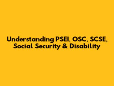 Understanding PSEI, OSC, SCSE, Social Security & Disability