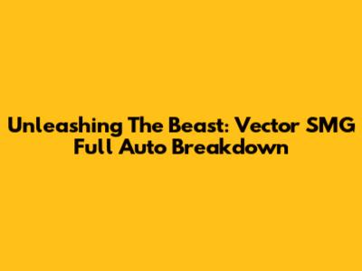 Unleashing The Beast: Vector SMG Full Auto Breakdown