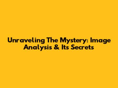 Unraveling The Mystery: Image Analysis & Its Secrets