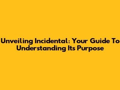Unveiling Incidental: Your Guide To Understanding Its Purpose