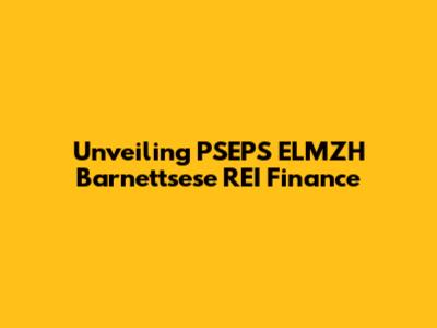 Unveiling PSEPS ELMZH Barnettsese REI Finance