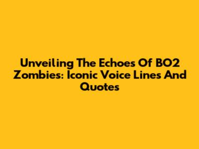Unveiling The Echoes Of BO2 Zombies: Iconic Voice Lines And Quotes