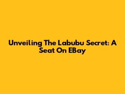 Unveiling The Labubu Secret: A Seat On EBay