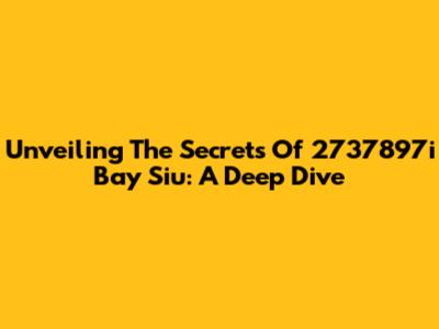 Unveiling The Secrets Of 2737897i Bay Siu: A Deep Dive
