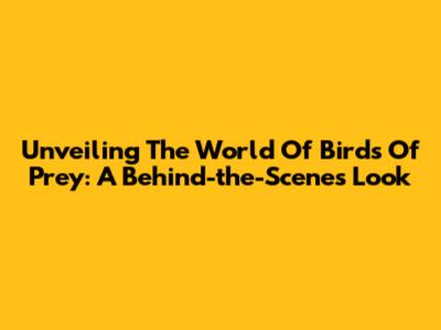Unveiling The World Of Birds Of Prey: A Behind-the-Scenes Look