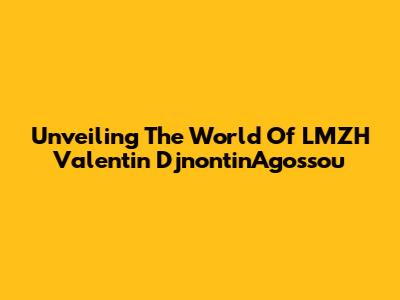 Unveiling The World Of LMZH Valentin DjnontinAgossou
