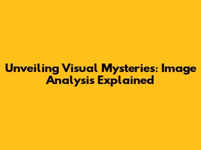 Unveiling Visual Mysteries: Image Analysis Explained