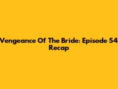 Vengeance Of The Bride: Episode 54 Recap