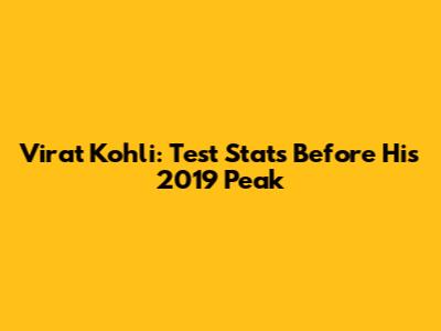 Virat Kohli: Test Stats Before His 2019 Peak