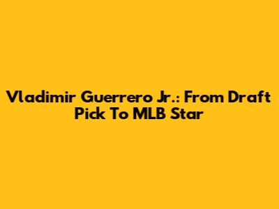 Vladimir Guerrero Jr.: From Draft Pick To MLB Star