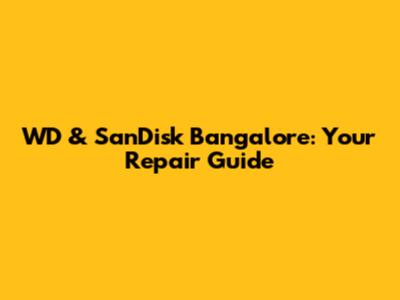 WD & SanDisk Bangalore: Your Repair Guide