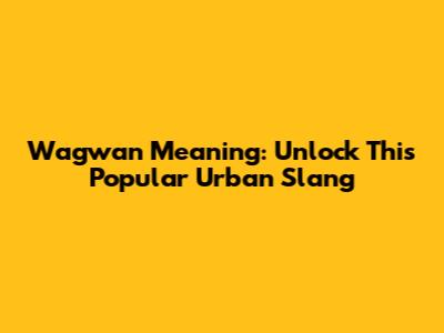 Wagwan Meaning: Unlock This Popular Urban Slang