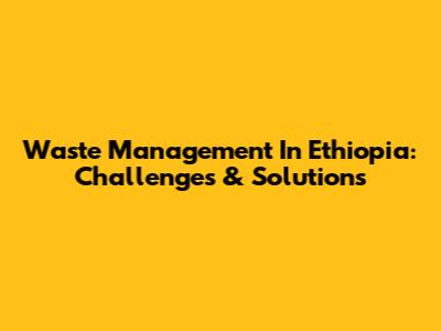 Waste Management In Ethiopia: Challenges & Solutions