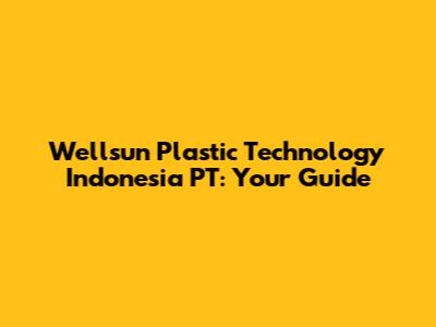 Wellsun Plastic Technology Indonesia PT: Your Guide
