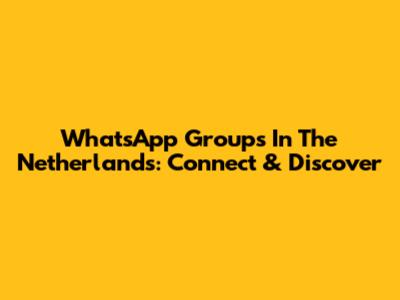 WhatsApp Groups In The Netherlands: Connect & Discover