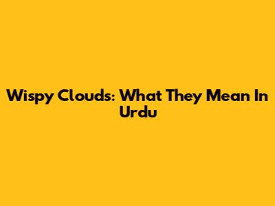 Wispy Clouds: What They Mean In Urdu