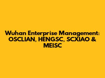 Wuhan Enterprise Management: OSCLIAN, HENGSC, SCXIAO & MEISC