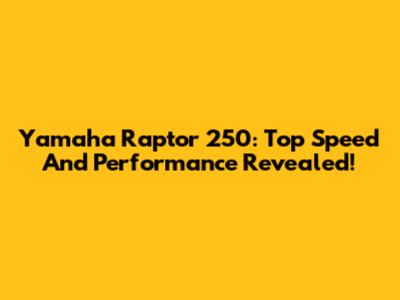 Yamaha Raptor 250: Top Speed And Performance Revealed!
