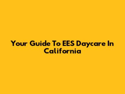 Your Guide To EES Daycare In California