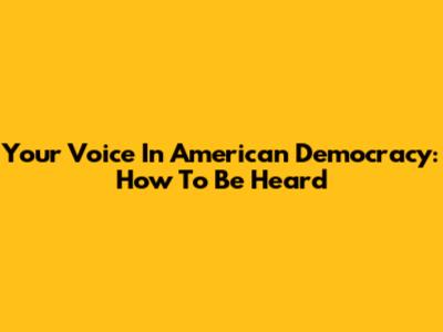 Your Voice In American Democracy: How To Be Heard