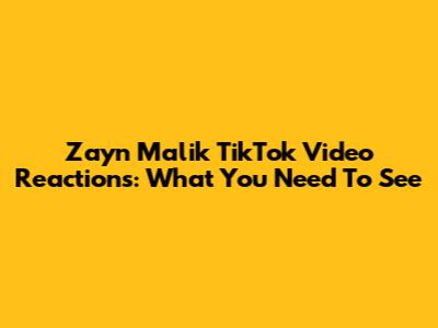 Zayn Malik TikTok Video Reactions: What You Need To See